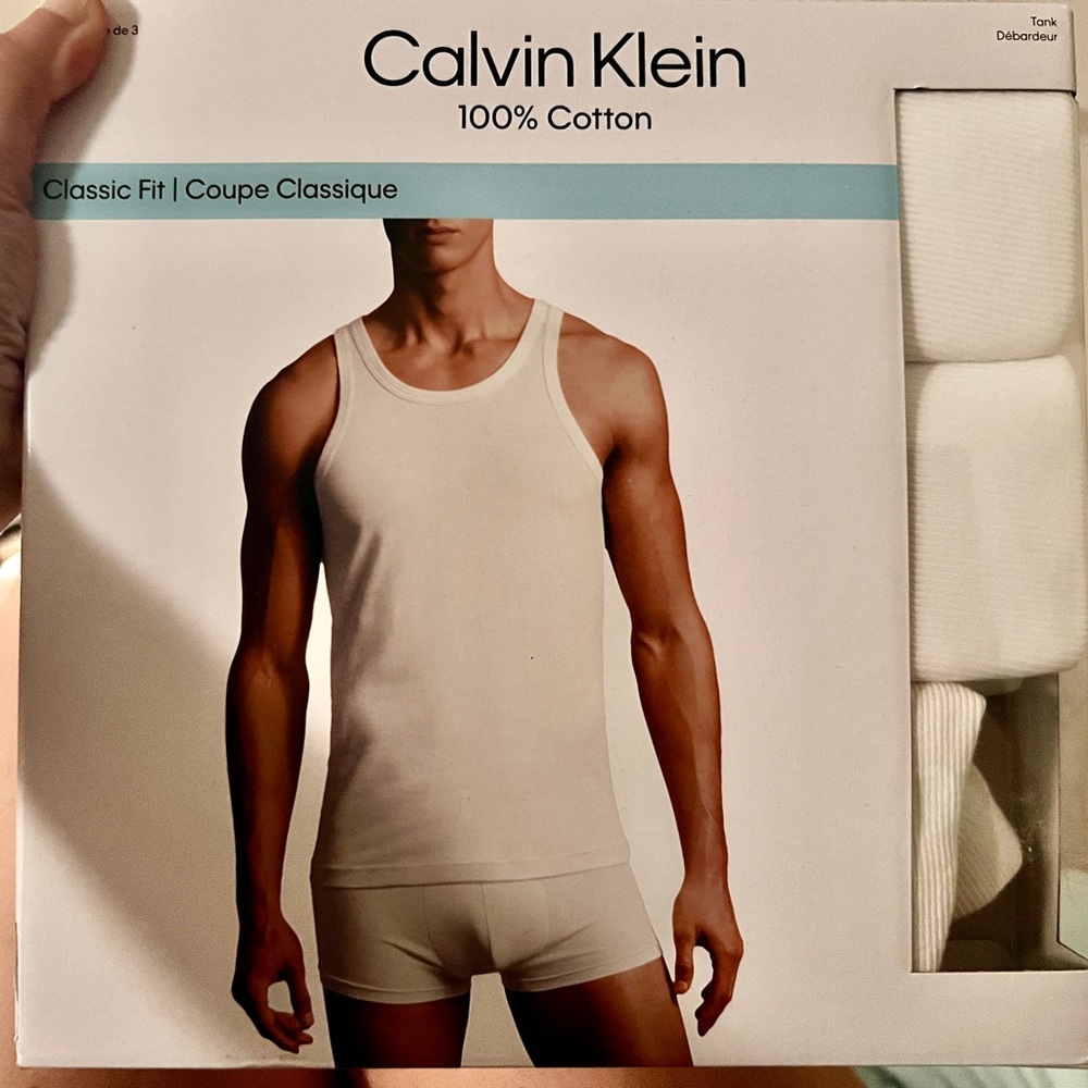 Calvin Klein mens 3pcs white tank top
